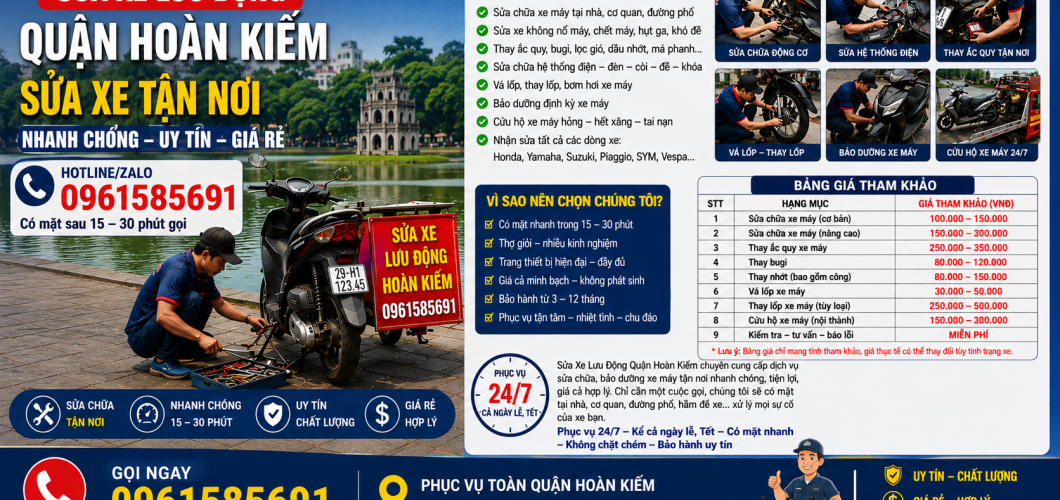 Sửa Xe Lưu Động Quận Hoàn Kiếm